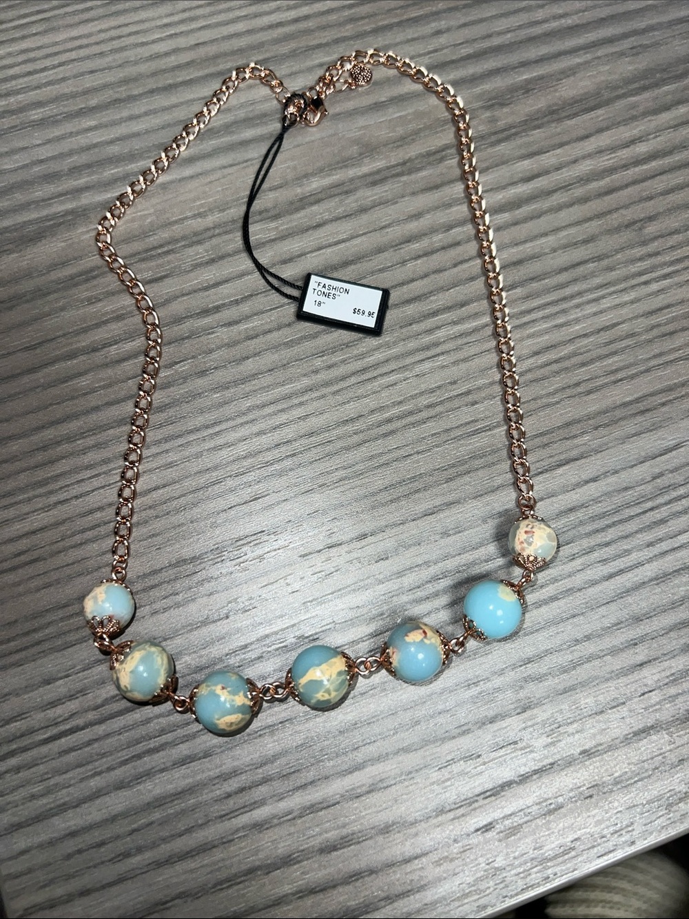Rose Gold and Genuine Agate Bead Necklace